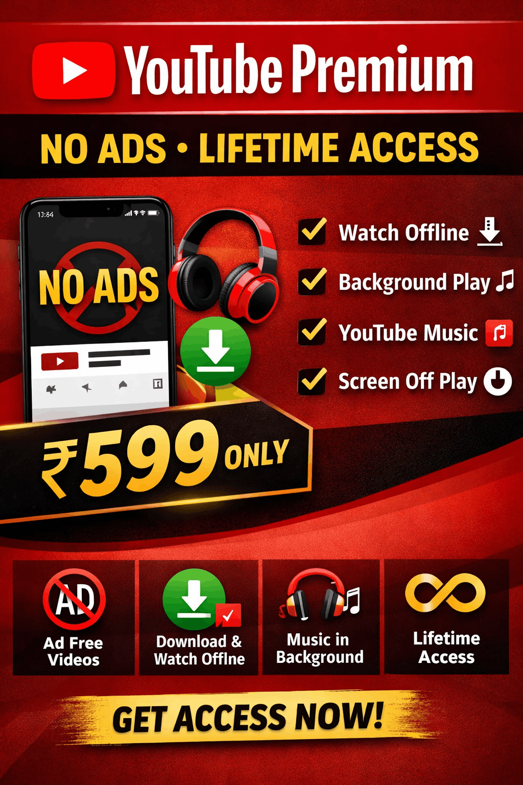 YouTube Premium Subscription – Lifetime Access